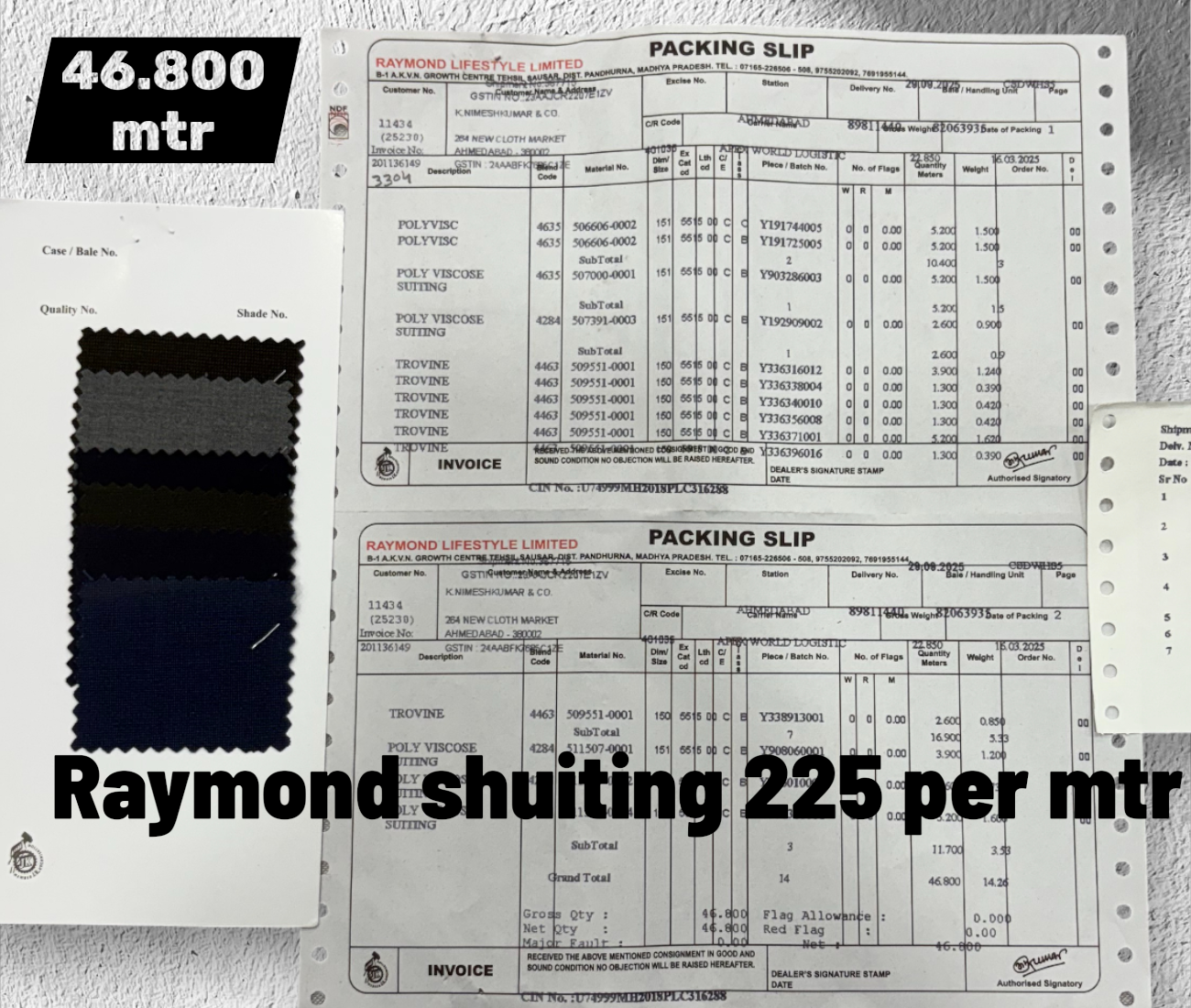 Raymond poly viscose Shutting 225 Per Mtr