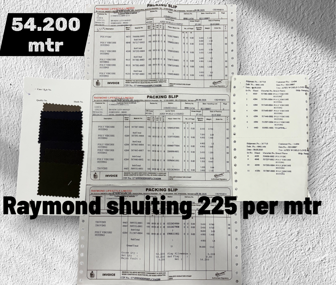 Raymond poly viscose Shutting 225 Per Mtr