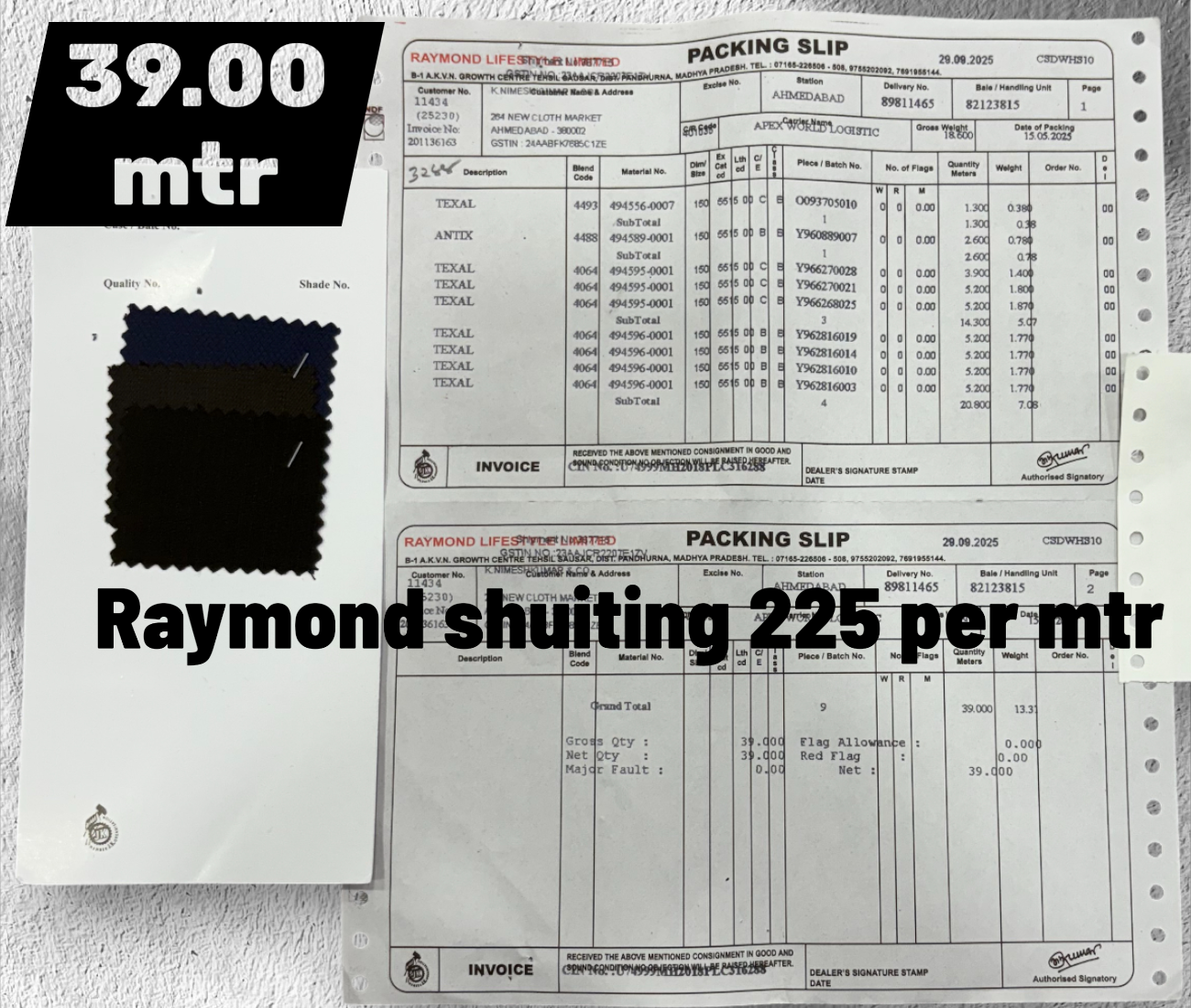 Raymond poly viscoses Suiting 225 per mtr