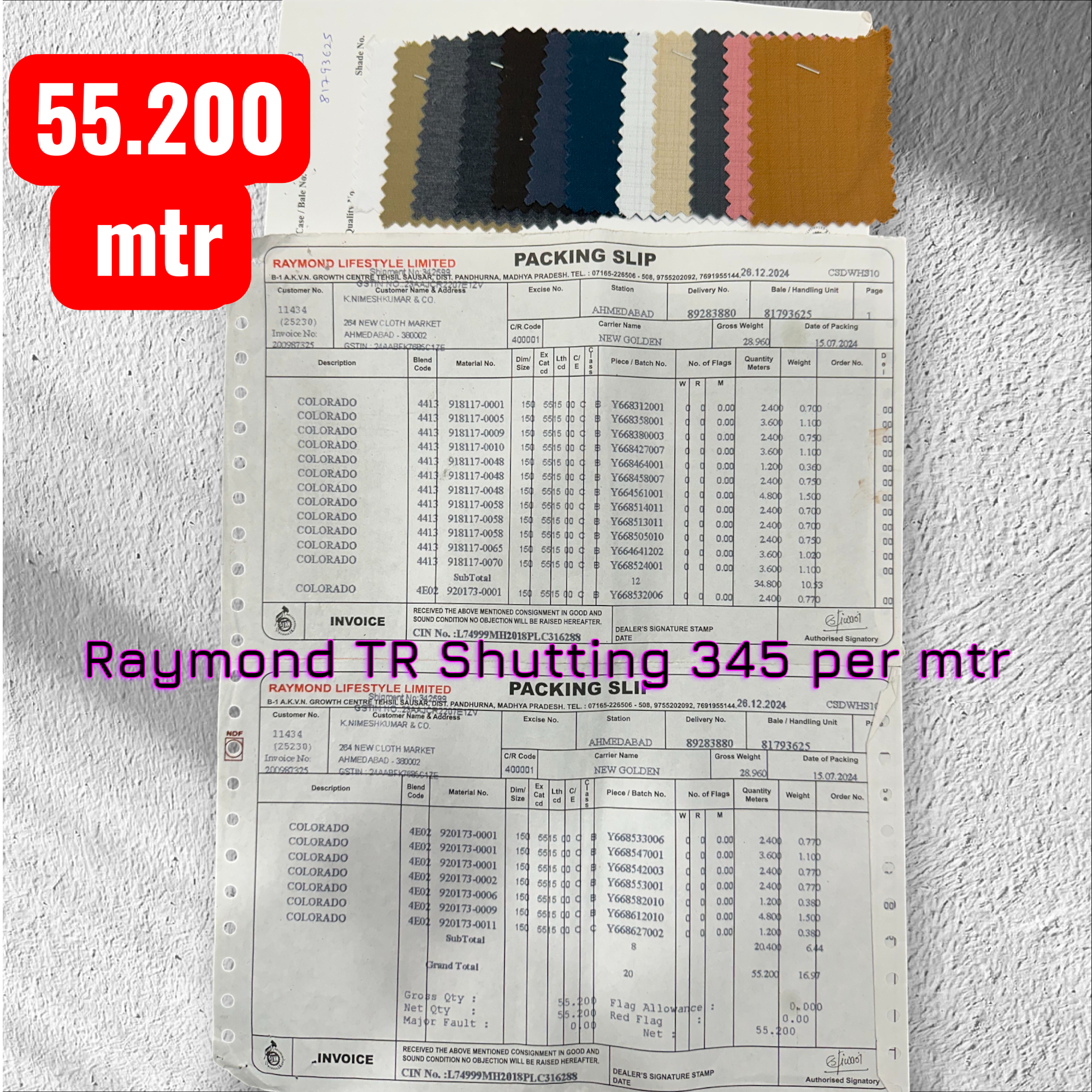 Raymond Pure TR Shuitting 345 per mtr