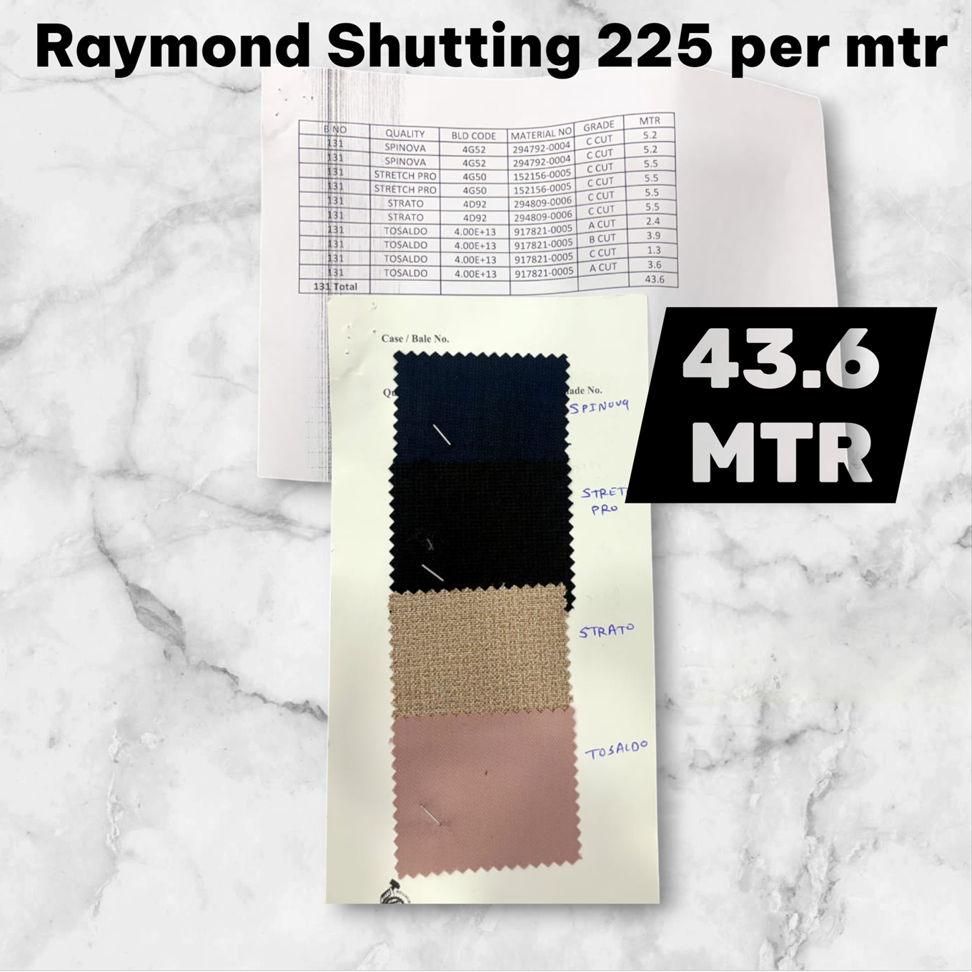 Raymond poly viscose Shutting 225 Per Mtr