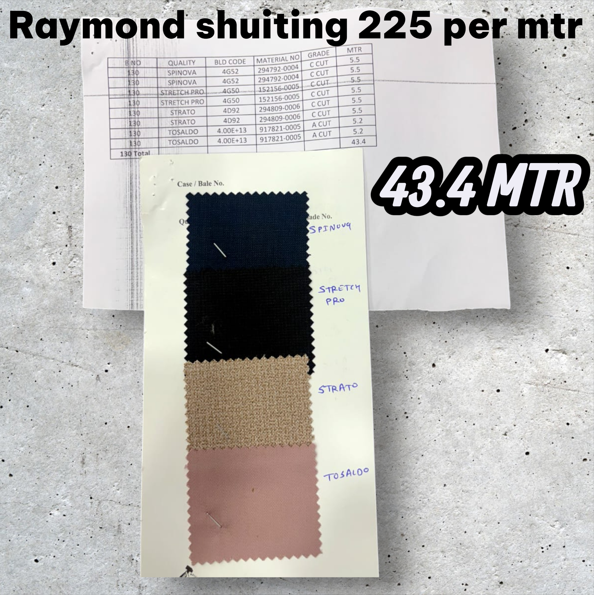 Raymond poly viscose Shutting 225 Per Mtr